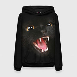 Толстовка-худи женская Черный кот, цвет: 3D-черный