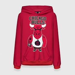 Толстовка-худи женская Chicago bulls, цвет: 3D-красный