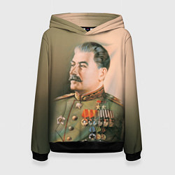 Толстовка-худи женская Иосиф Сталин, цвет: 3D-черный