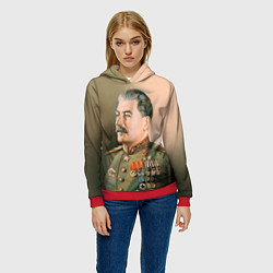 Толстовка-худи женская Иосиф Сталин, цвет: 3D-красный — фото 2
