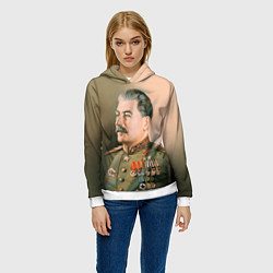 Толстовка-худи женская Иосиф Сталин, цвет: 3D-белый — фото 2