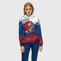 Толстовка-худи женская Русский хоккеист, цвет: 3D-синий — фото 2
