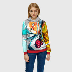 Толстовка-худи женская One Punch Man Rage, цвет: 3D-красный — фото 2