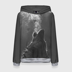 Толстовка-худи женская Воющий волк, цвет: 3D-меланж