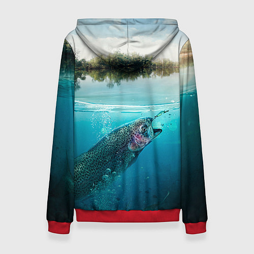 Женская толстовка Рыбалка на спиннинг / 3D-Красный – фото 2