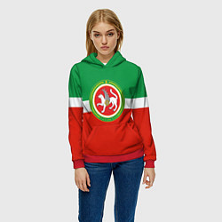 Толстовка-худи женская Татарстан: флаг, цвет: 3D-красный — фото 2