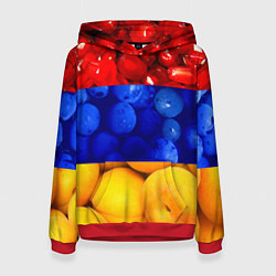 Толстовка-худи женская Флаг Армении, цвет: 3D-красный