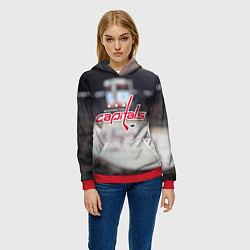 Толстовка-худи женская Washington Capitals, цвет: 3D-красный — фото 2