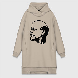 Женское худи-платье Ленин: скульптура, цвет: миндальный