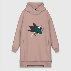 Женское худи-платье San Jose Sharks, цвет: пыльно-розовый