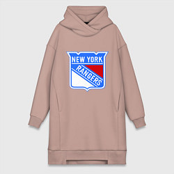 Женское худи-платье New York Rangers, цвет: пыльно-розовый