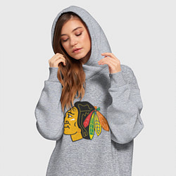 Женское худи-платье Chicago Blackhawks, цвет: меланж — фото 2