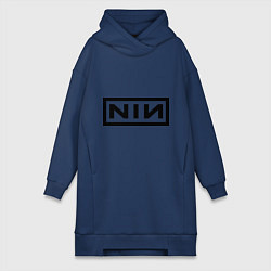 Женское худи-платье Nine inch nails, цвет: тёмно-синий