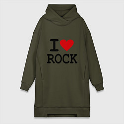 Женское худи-платье I love Rock, цвет: хаки