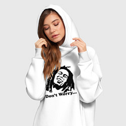 Женское худи-платье Bob Marley: Don't worry, цвет: белый — фото 2