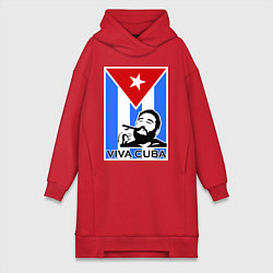 Женское худи-платье Fidel: Viva, Cuba!, цвет: красный