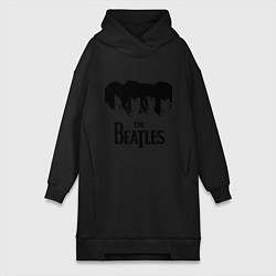 Женское худи-платье The Beatles: Faces, цвет: черный