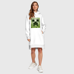 Женское худи-платье Мinecraft creeper, цвет: белый — фото 2