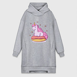 Женское худи-платье Единорог на пончике, цвет: меланж