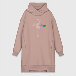 Женское худи-платье Dark side of the moon, цвет: пыльно-розовый