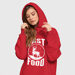 Женское худи-платье FAST FOOD олень в прицеле, цвет: красный — фото 2