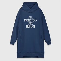 Женское худи-платье All Monsters Are Human, цвет: тёмно-синий