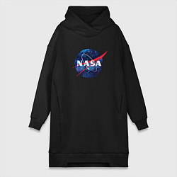 Женское худи-платье NASA: Cosmic Logo, цвет: черный