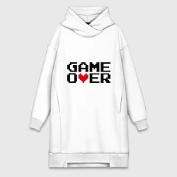 Женское худи-платье Game over 8 bit, цвет: белый