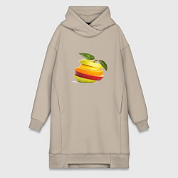 Женское худи-платье Мега яблоко, цвет: миндальный