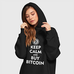 Женское худи-платье Keep Calm & Buy Bitcoin, цвет: черный — фото 2