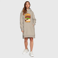 Женское худи-платье Мопс-бургер, цвет: миндальный — фото 2
