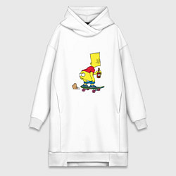 Женское худи-платье Bart Simpson, цвет: белый