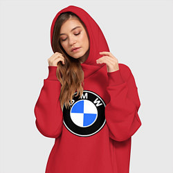 Женское худи-платье Logo BMW, цвет: красный — фото 2