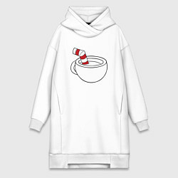 Женское худи-платье Red Cuphead, цвет: белый
