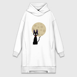 Женское худи-платье Лунный кот, цвет: белый
