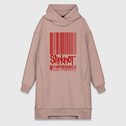 Женское худи-платье Slipknot: barcode, цвет: пыльно-розовый