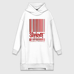 Женское худи-платье Slipknot: barcode, цвет: белый