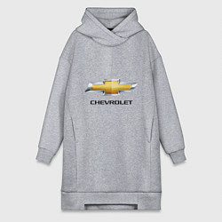 Женское худи-платье Chevrolet логотип, цвет: меланж