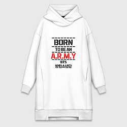 Женское худи-платье Born to be an ARMY BTS, цвет: белый