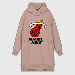 Женское худи-платье Miami Heat-logo, цвет: пыльно-розовый