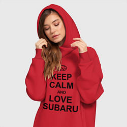 Женское худи-платье Keep Calm & Love Subaru, цвет: красный — фото 2