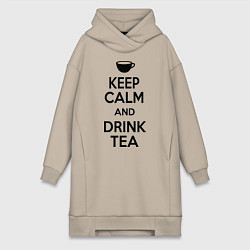 Женское худи-платье Keep Calm & Drink Tea, цвет: миндальный
