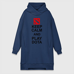 Женское худи-платье Keep Calm & Play Dota, цвет: тёмно-синий