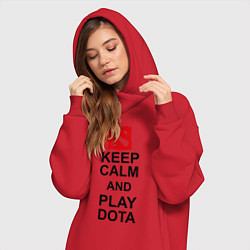Женское худи-платье Keep Calm & Play Dota, цвет: красный — фото 2