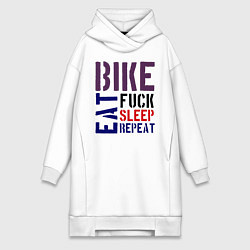 Женское худи-платье Bike eat sleep repeat, цвет: белый