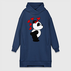 Женское худи-платье Поцелуй панды: для нее, цвет: тёмно-синий