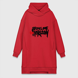 Женское худи-платье Bring me the horizon, цвет: красный