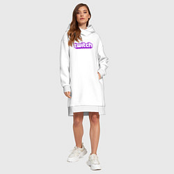 Женское худи-платье Twitch Logo, цвет: белый — фото 2
