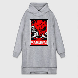 Женское худи-платье Cyberpunk 2077: Samurai Poster, цвет: меланж