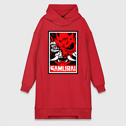 Женское худи-платье Cyberpunk 2077: Samurai Poster, цвет: красный